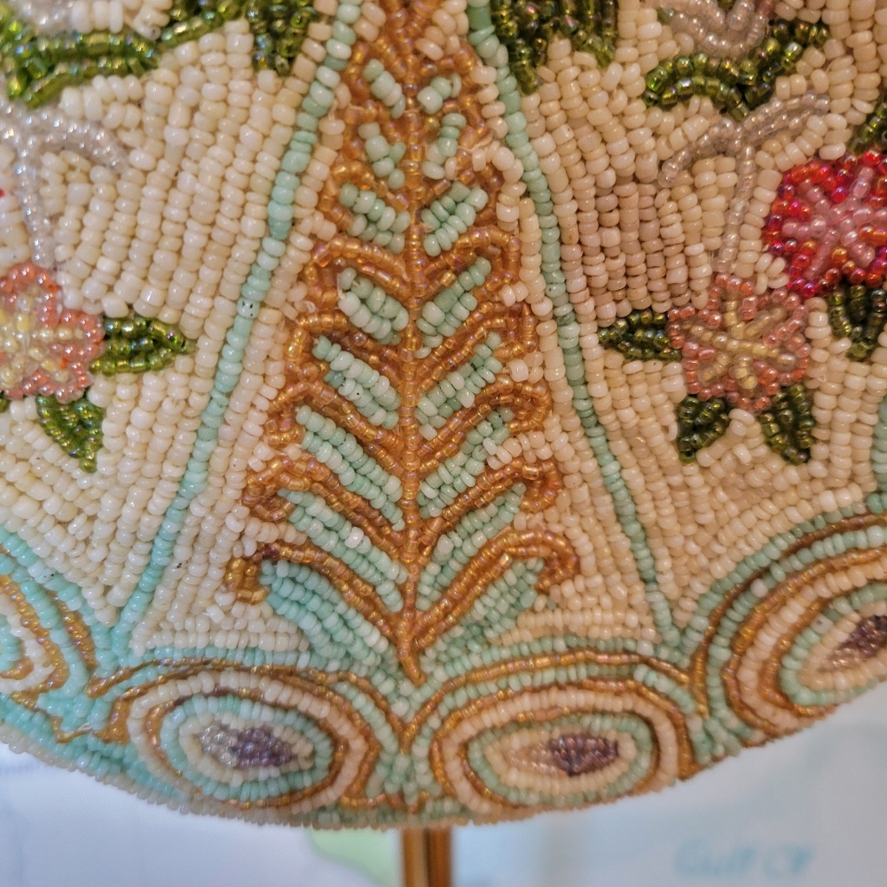 Vintage Beaded Floral Handbag Beautiful Colors, Pink, Green, Blue, and Gold - Picture 9 of 16
